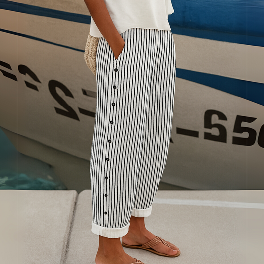 Isabel | Pantalón Recto Rayas Botones Position 1