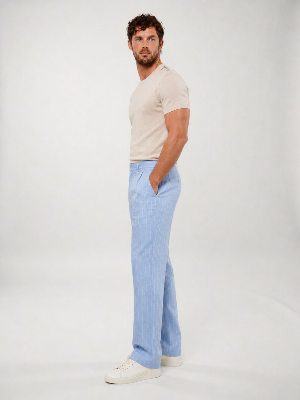 Pantalones de Lino a Rayas Position 7