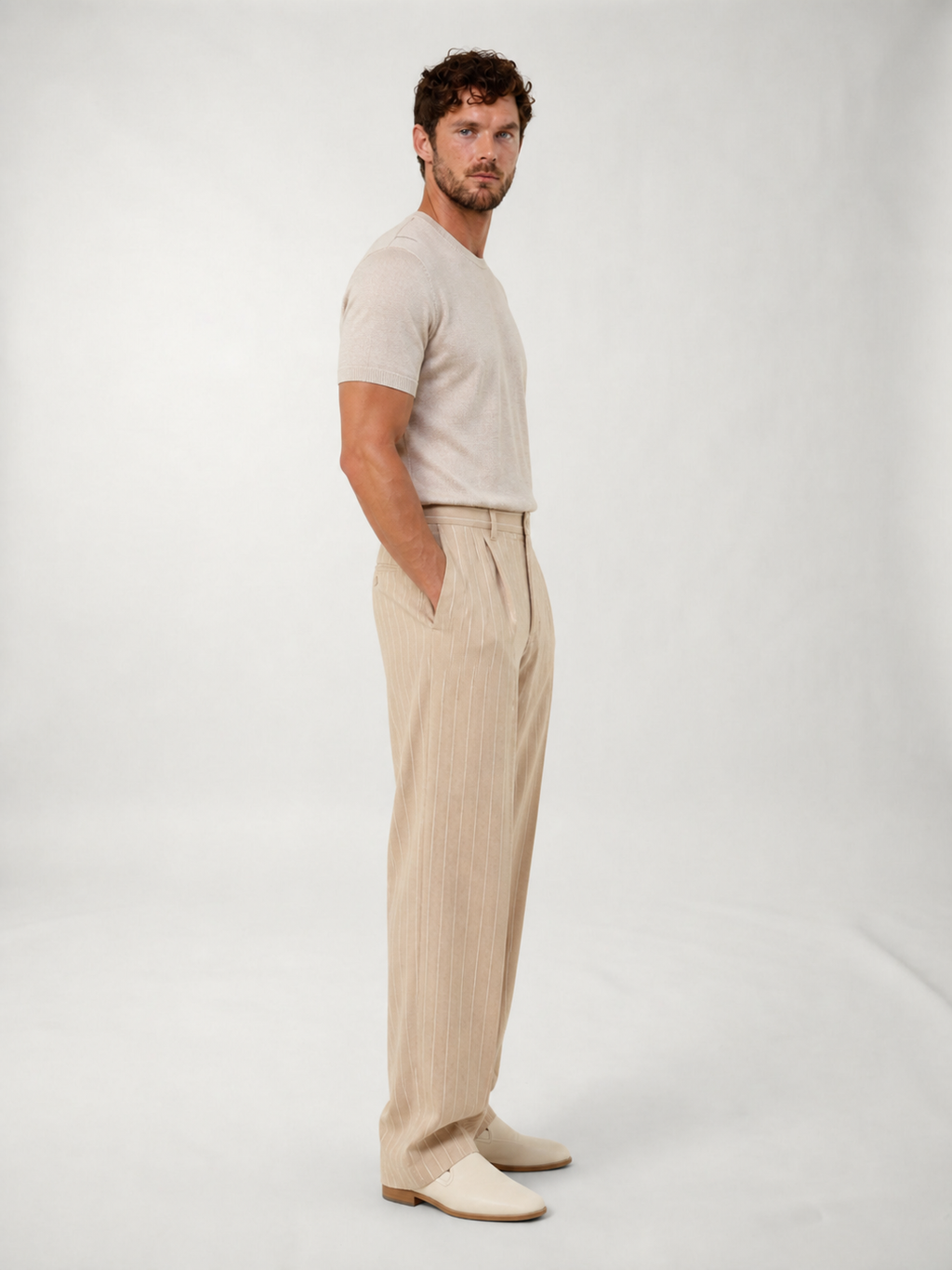 Pantalones de Lino a Rayas Position 10
