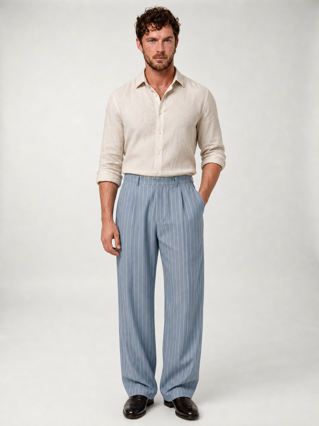 Pantalones de Lino a Rayas Position 14