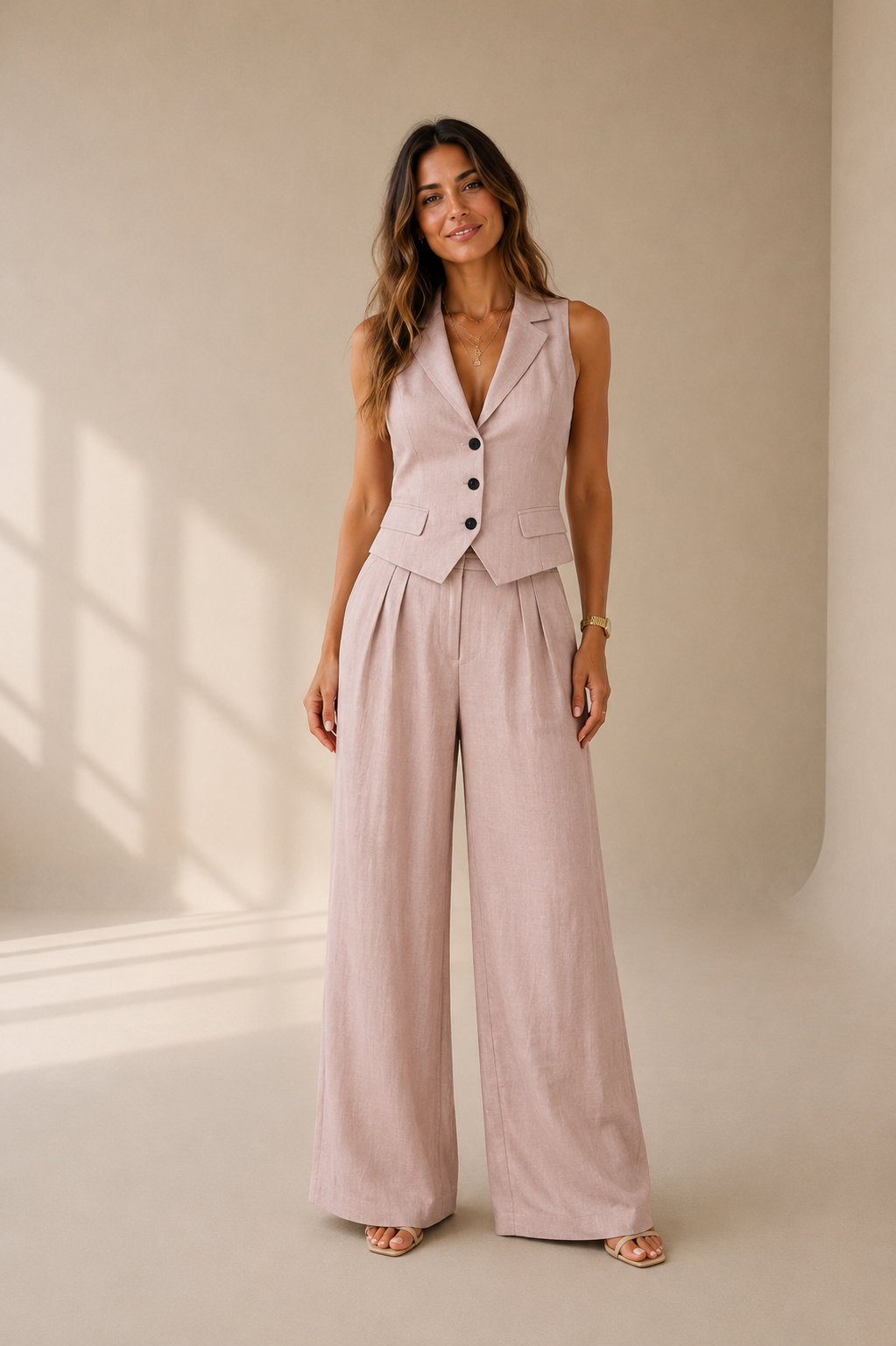 Carmen | Conjunto de lino de dos piezas con escote en V Position 1