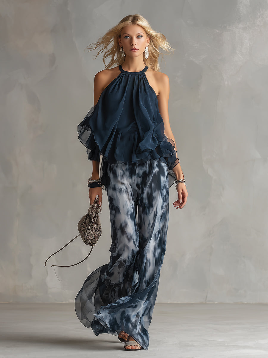 Élise | Conjunto elegante y ligero con top fluido y pantalones anchos Position 2