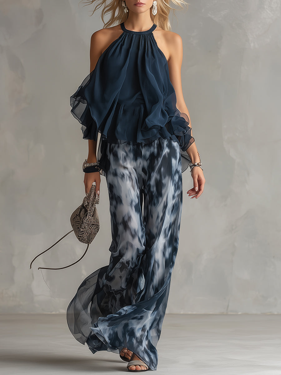 Élise | Conjunto elegante y ligero con top fluido y pantalones anchos Position 1