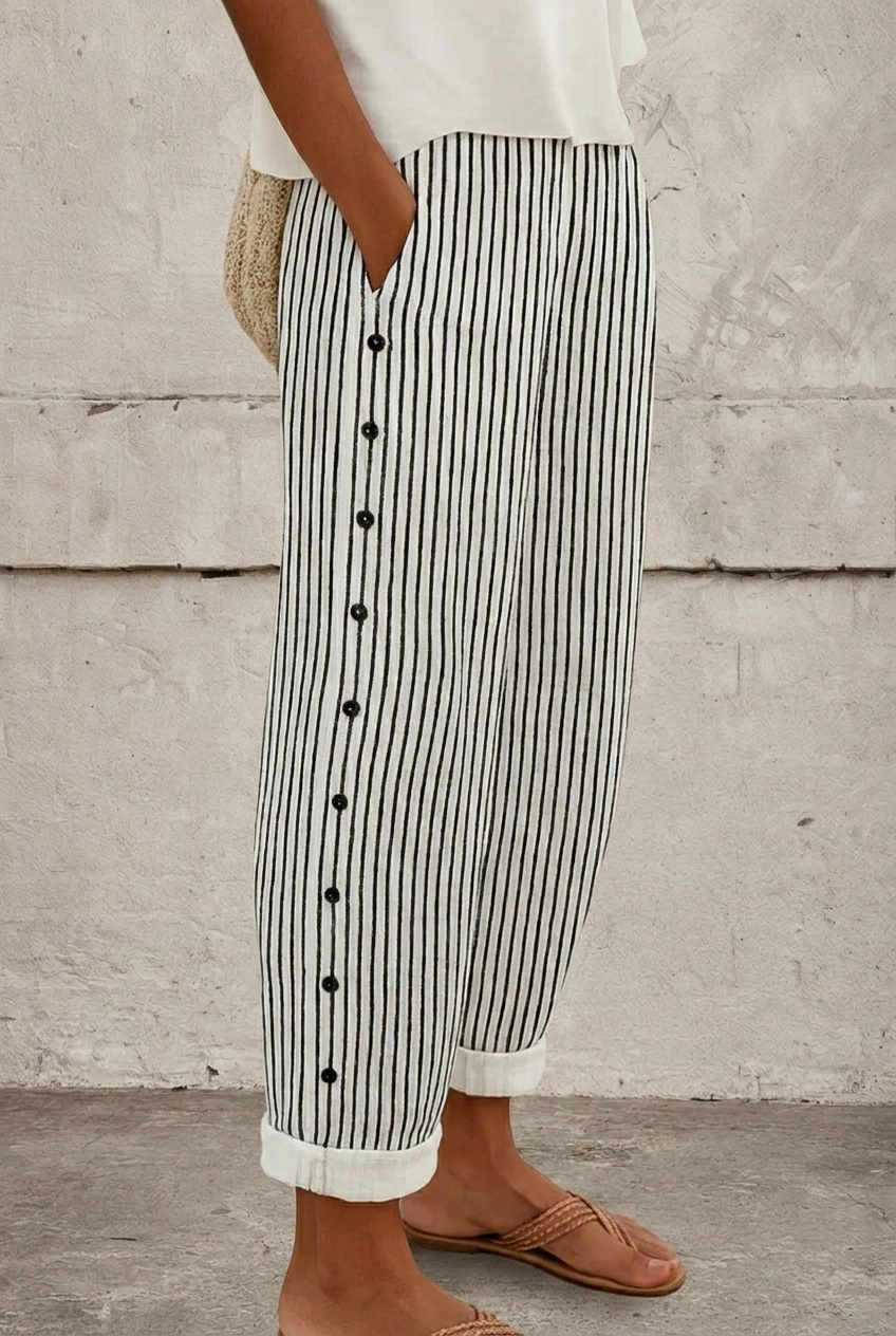 Isabel | Pantalón Recto Rayas Botones Position 8
