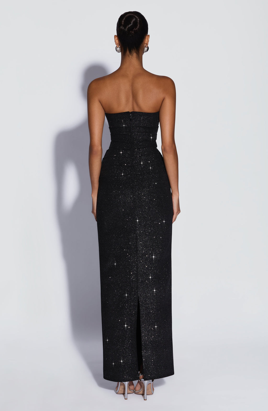 Valentina™ - Vestido de Gala en Crêpe Negro Brillo Couture Position 2