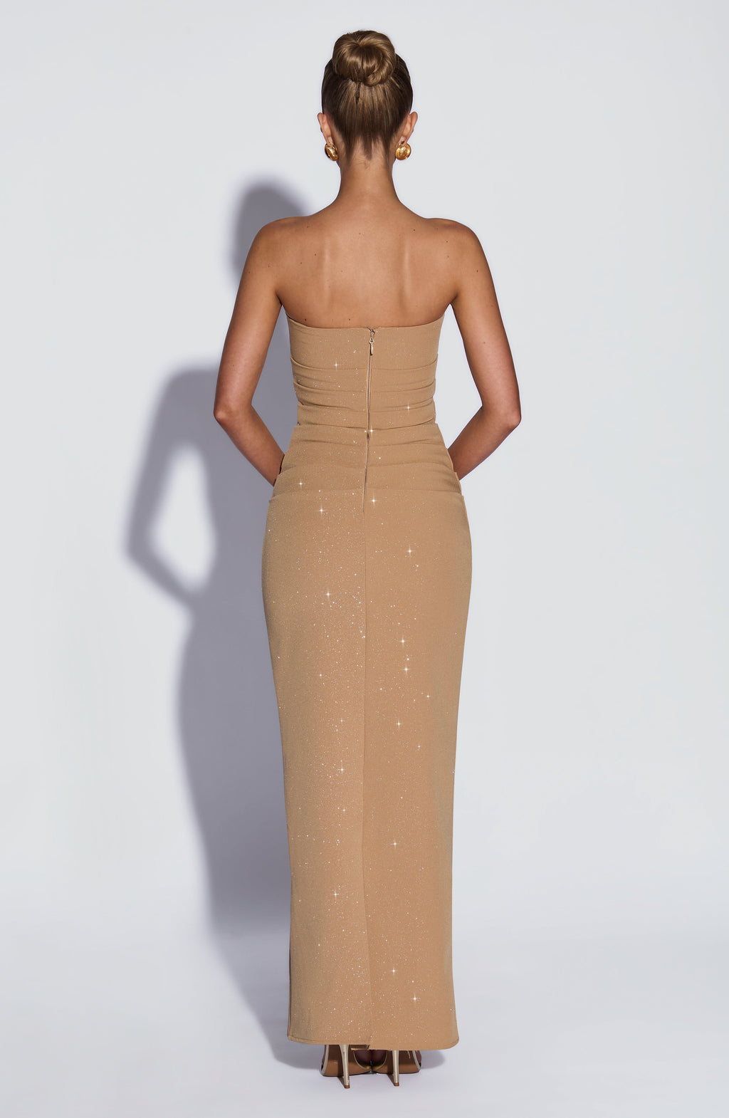 Isabella™ - Vestido de Gala en Crêpe Oro Luminoso Position 4