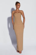 Isabella™ - Vestido de Gala en Crêpe Oro Luminoso Position 1