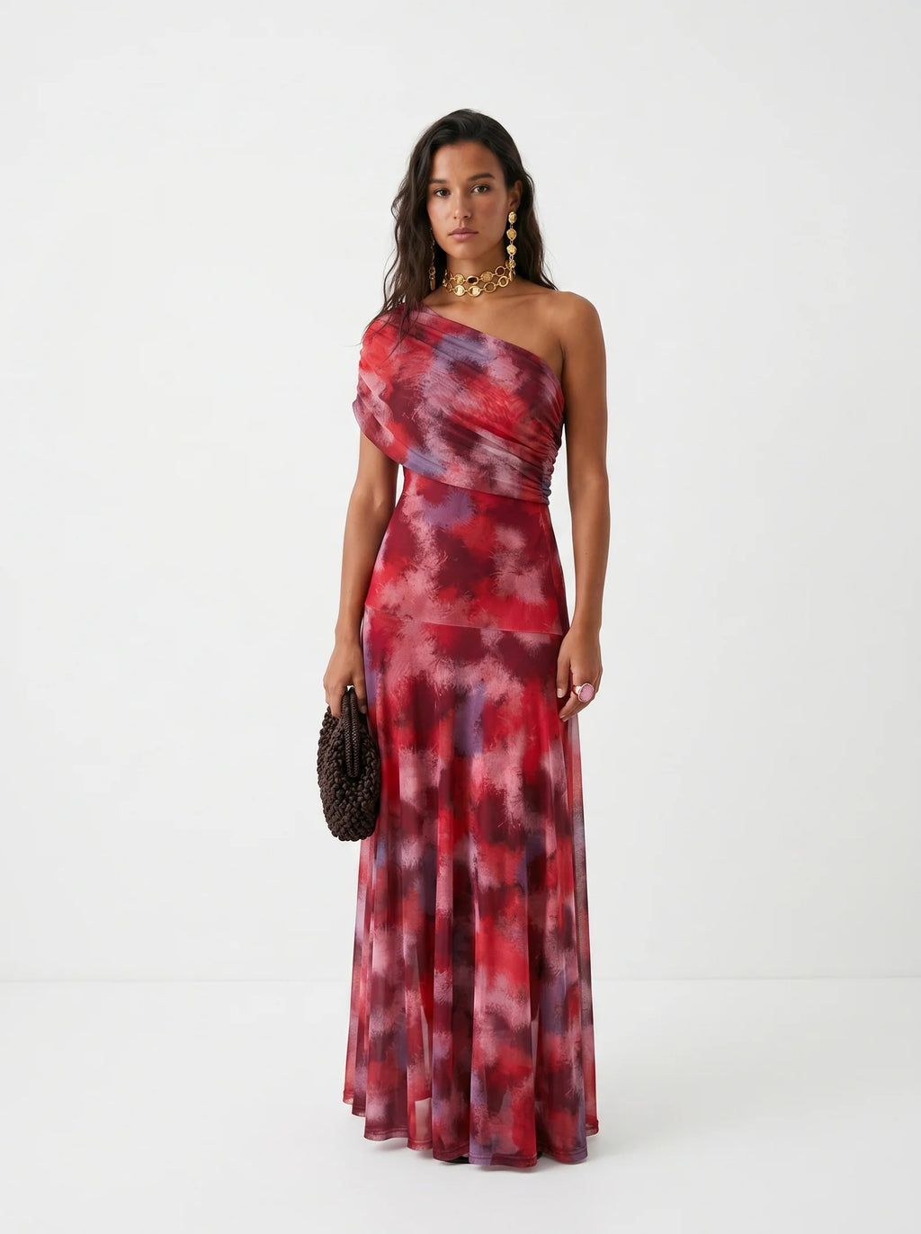 VESTIDO LARGO HOMBRO CAÍDO ACUARELA