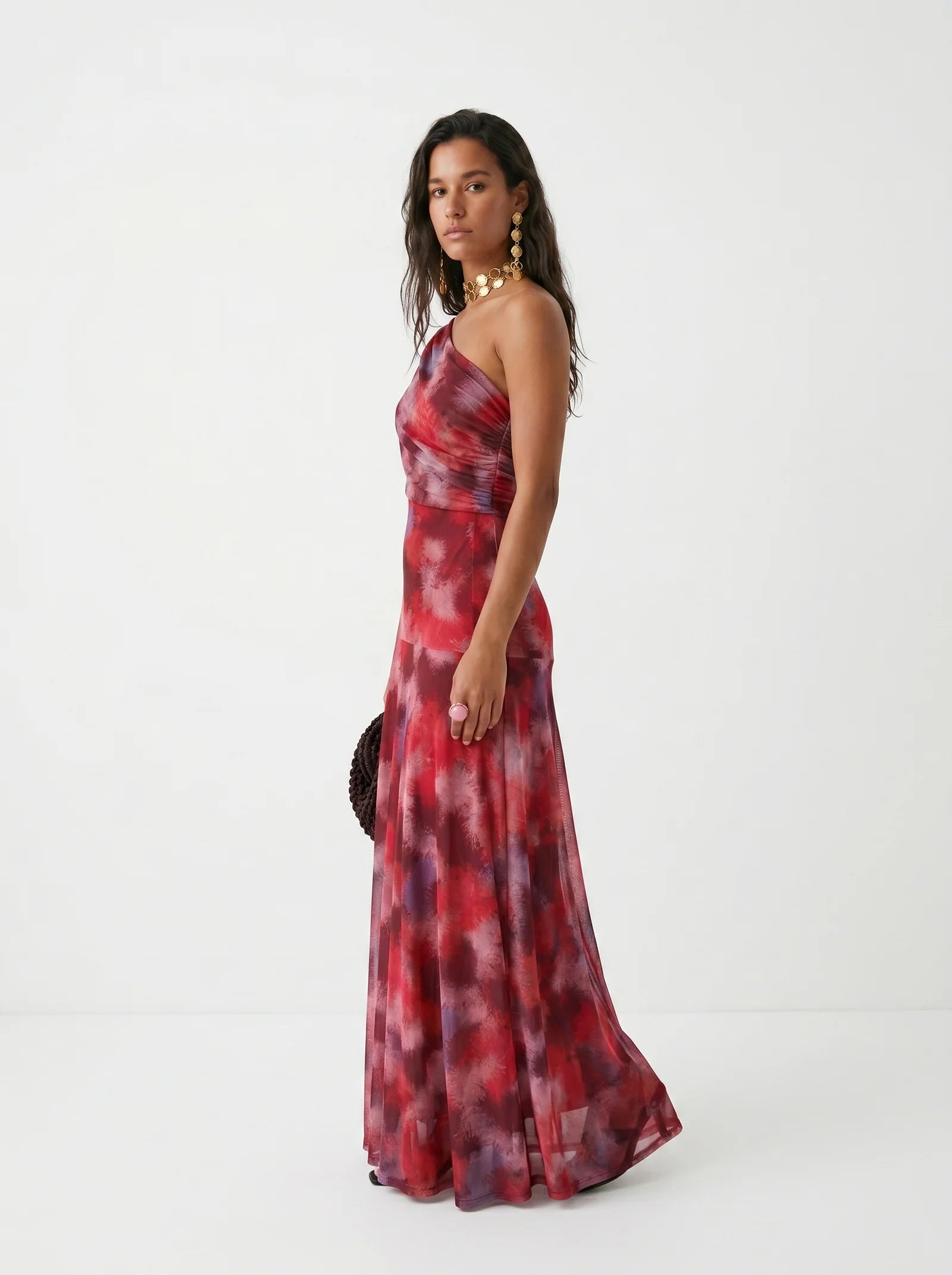 VESTIDO LARGO HOMBRO CAÍDO ACUARELA