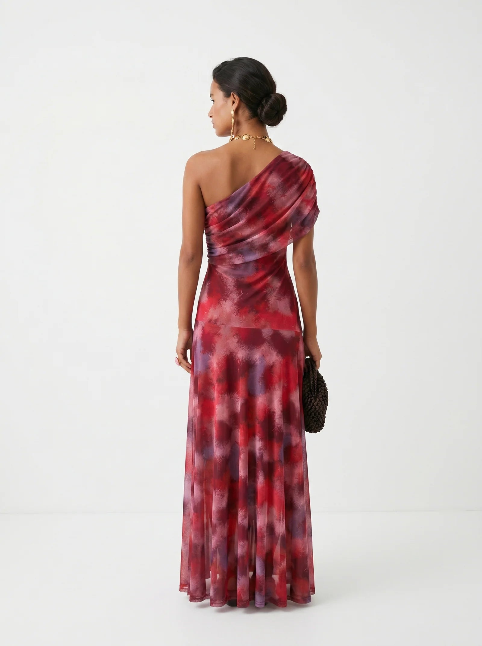 VESTIDO LARGO HOMBRO CAÍDO ACUARELA