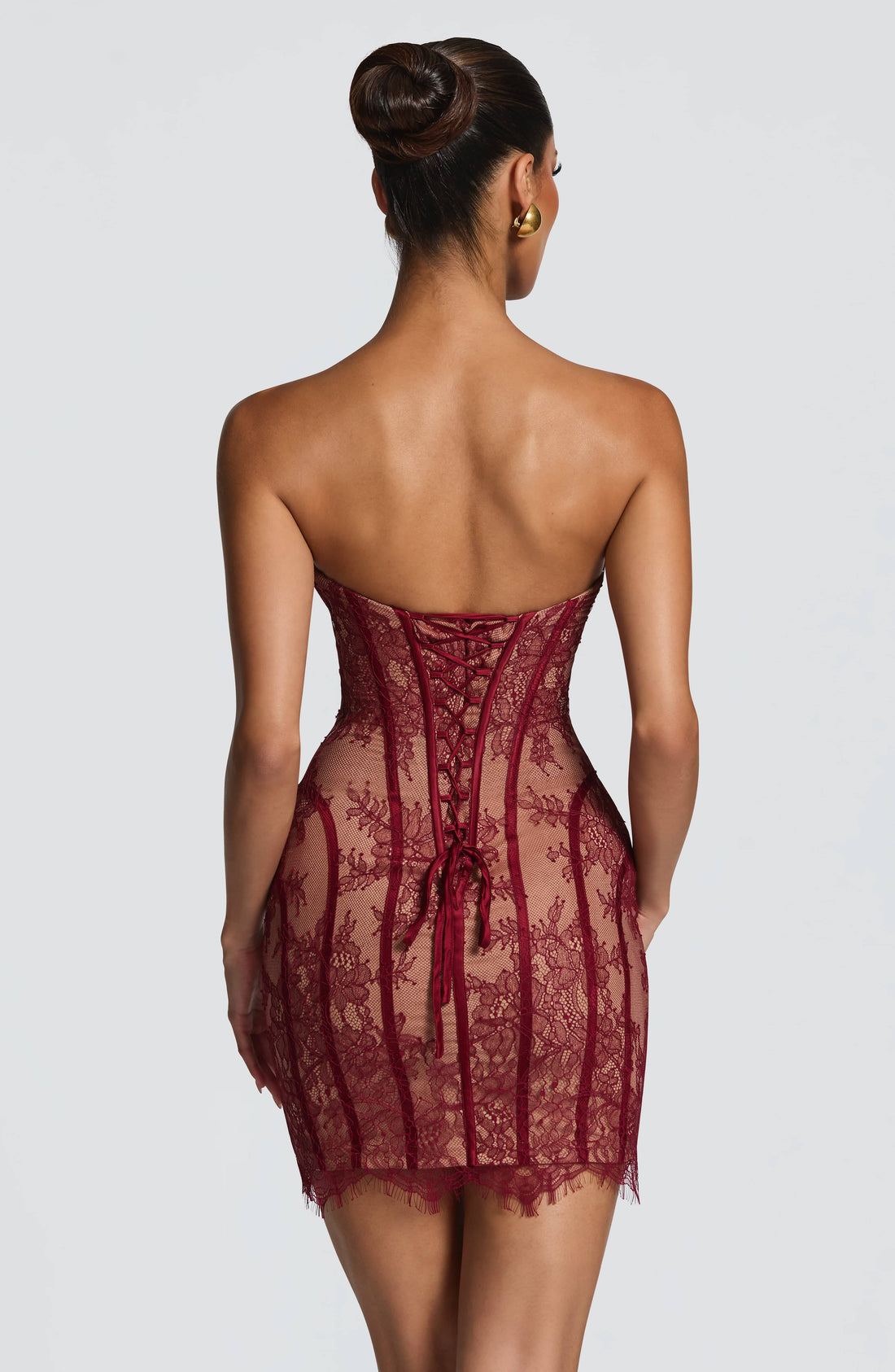 Sian™ - Vestido Mini en Encaje Floral Burgundy Position 1